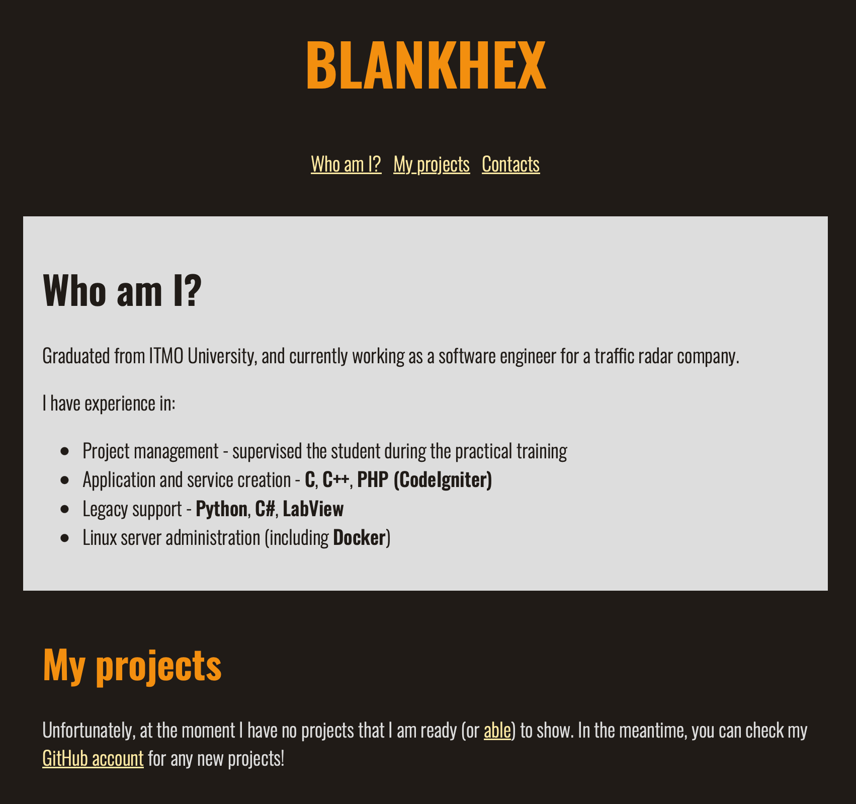 Picture of the old website Picture of the old website
