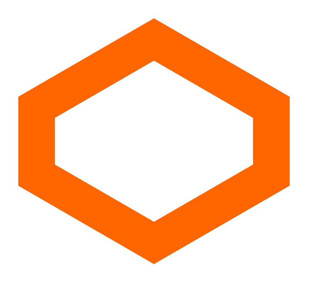outline of an orange hexagon
